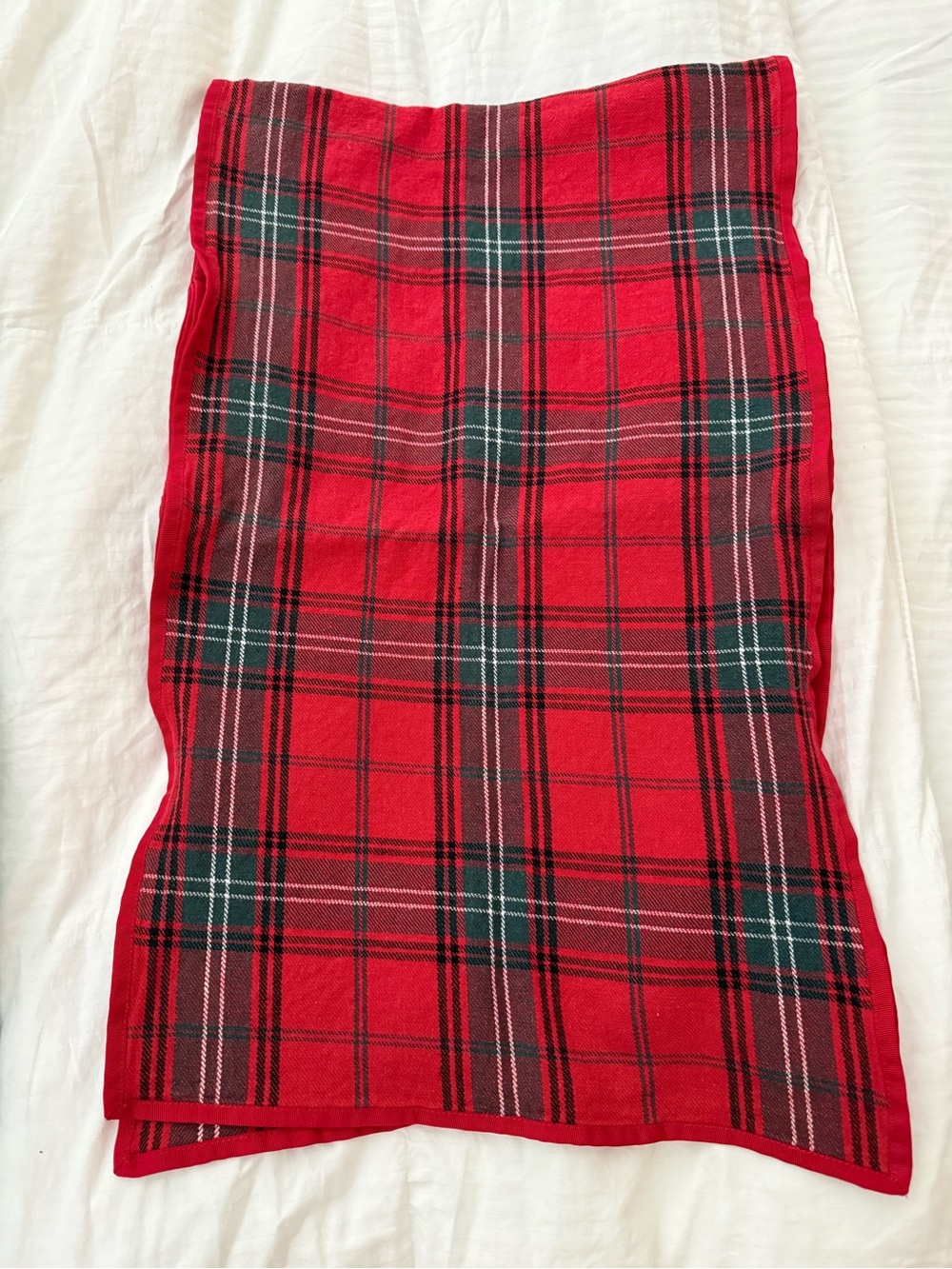 Williams Sonoma Red Tartan Table Runner